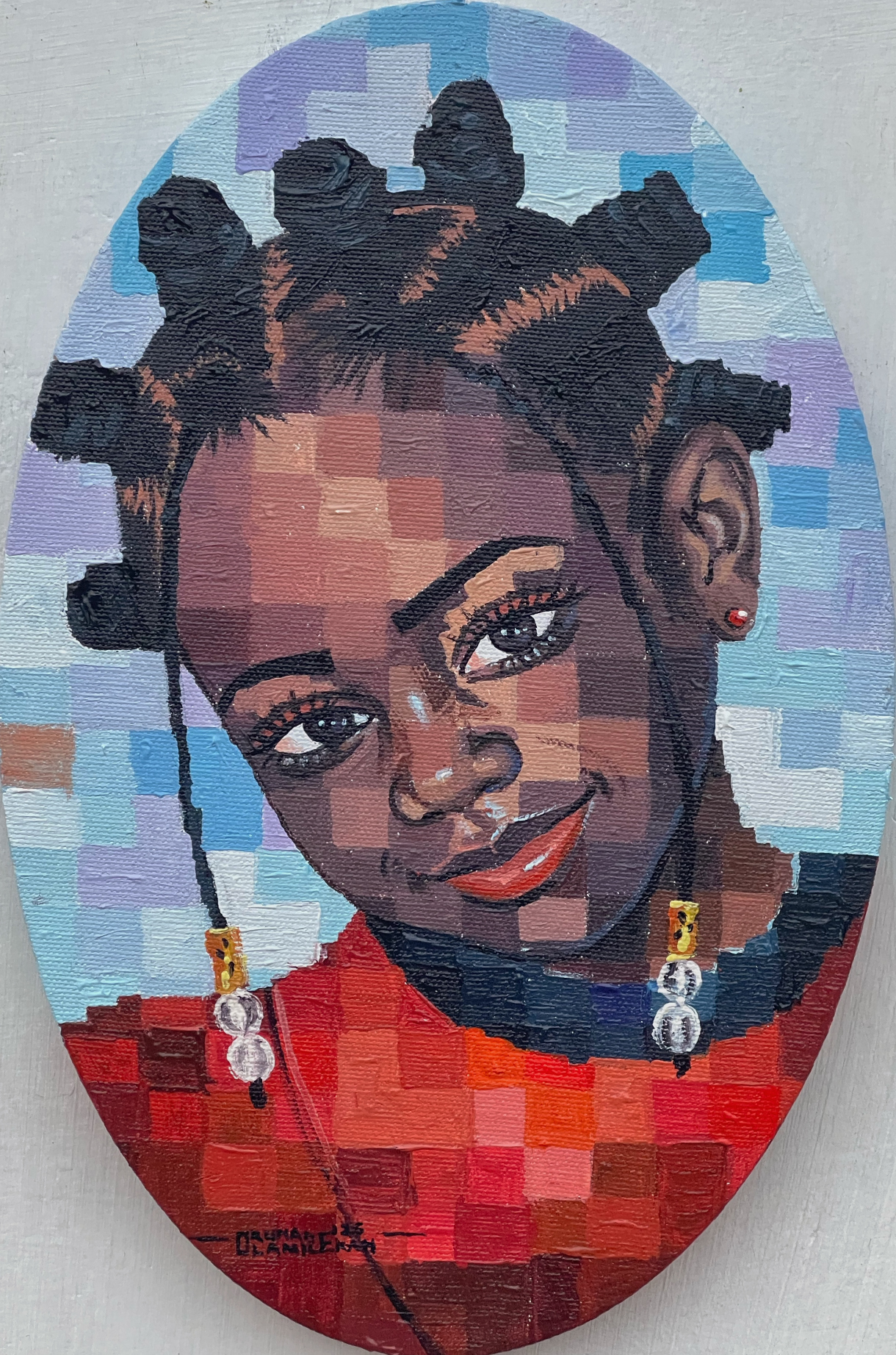 Joy Without a Permit— African Portrait Canvas Wall Art, Original Acrylic Painting by Olamilekan Okunade