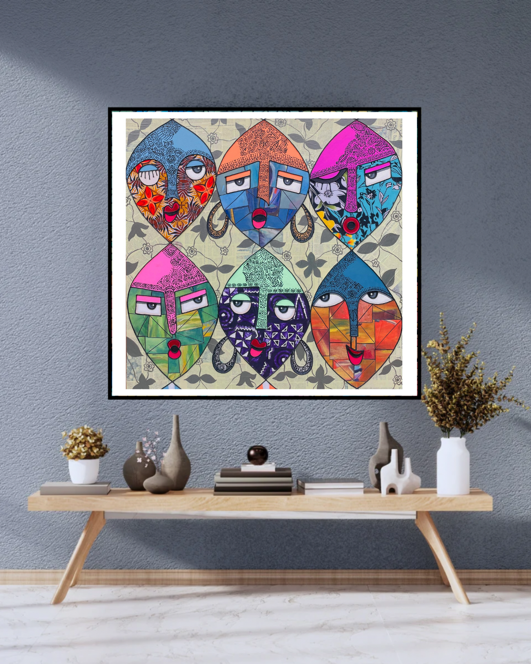 Fragments Of Identity by Benjamin Omoike - African Living Room Art. Original Mixed Media art by Benjamin Omoike.
