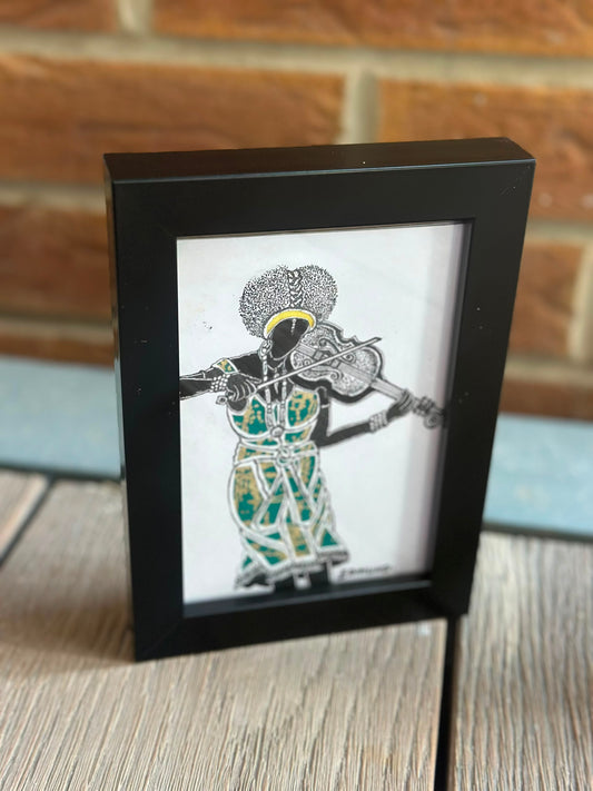 The Violinist - African Miniature Painting.