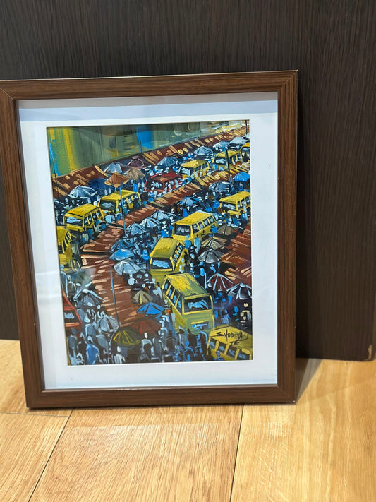 Lagos Wahala- Original African Miniature Painting.