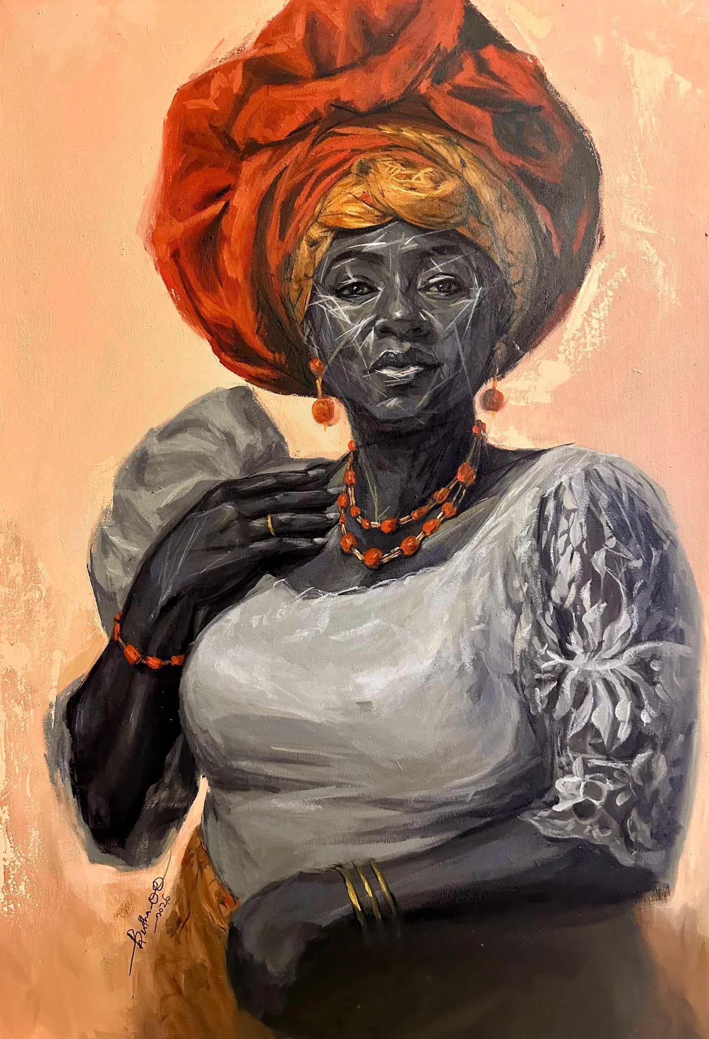 Majesty. African Contemporary Art. Original Acrylic on Canvas Painting by Nigerian Artist Bertha Onyekachi