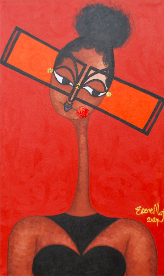 You Can Find Joy, in Everything. - African Portrait Canvas Wall Art. Original Acrylic on Canvas Painting by Nigerian Artist Ekene May.