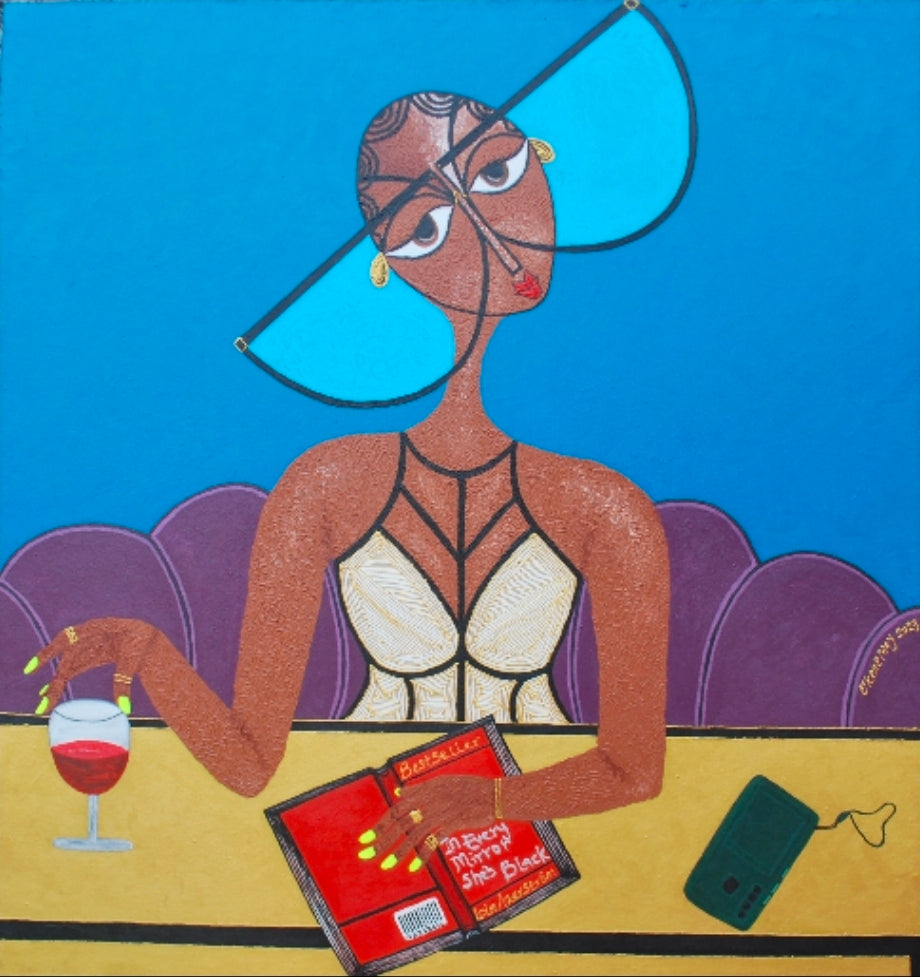 If you keep at it, You'll get it - African Portrait Canvas Wall Art. Original Acrylic on Canvas painting by Nigerian artist Ekene May.