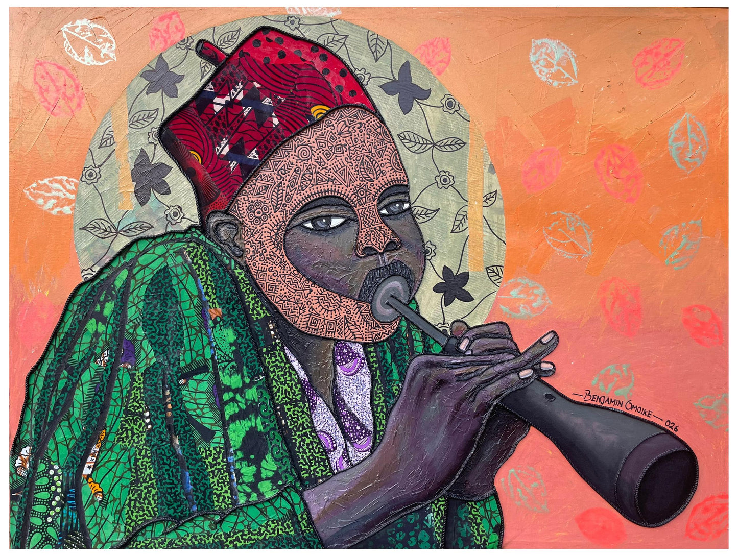 A New Dawn by Benjamin Omoike. African Living Room Art. Original Mixed media painting by Benjamin Omoike
