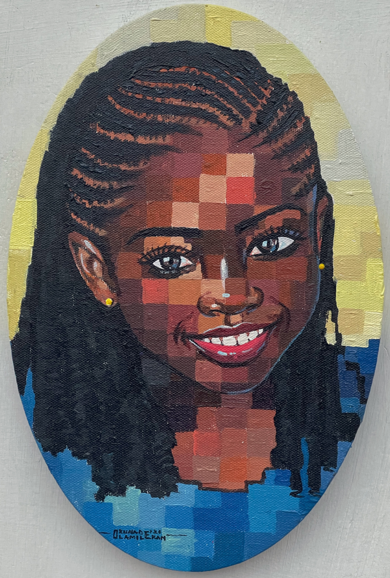 Before We Learned to Worry — African Portrait Canvas Wall Art, Original Acrylic Painting by Olamilekan Okunade