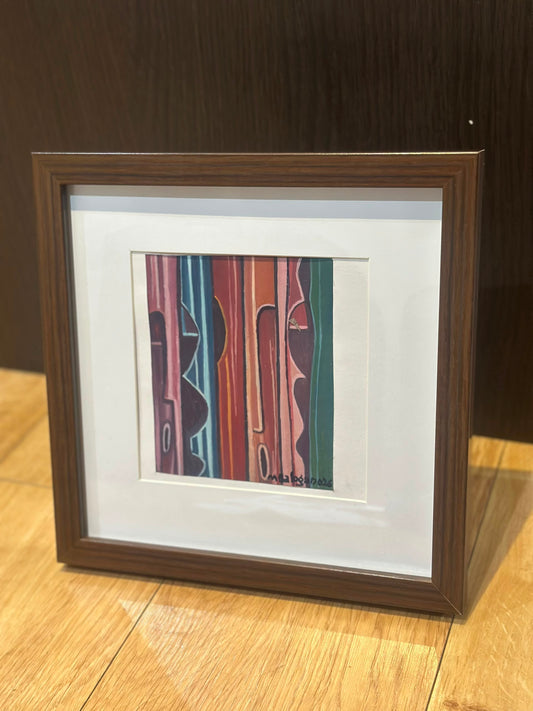Parallel Facing - Original African Miniature Painting.