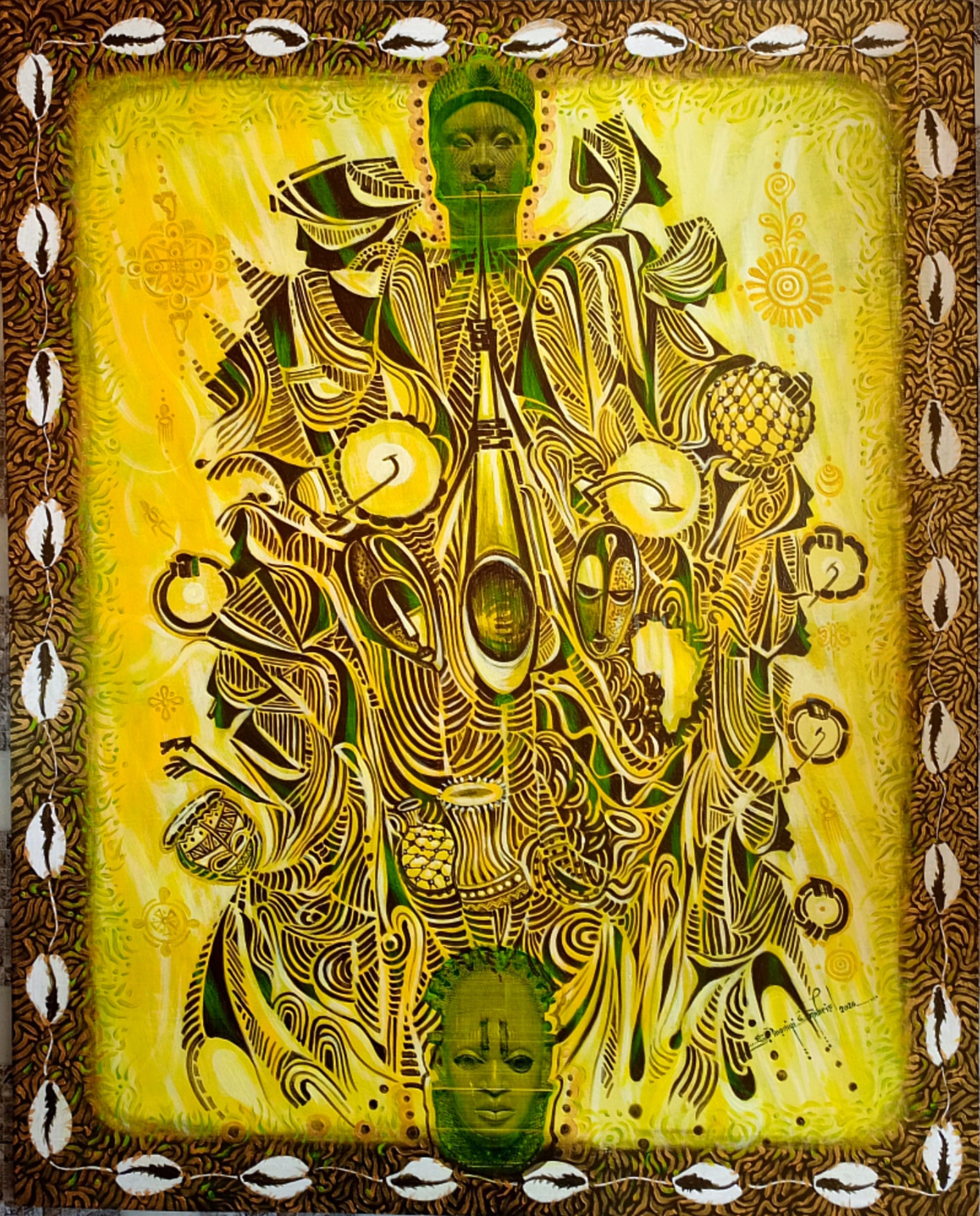 Rhythms of the Motherland — African Portrait Canvas Wall Art, Original Acrylic Painting by Omoniyi Gilbert