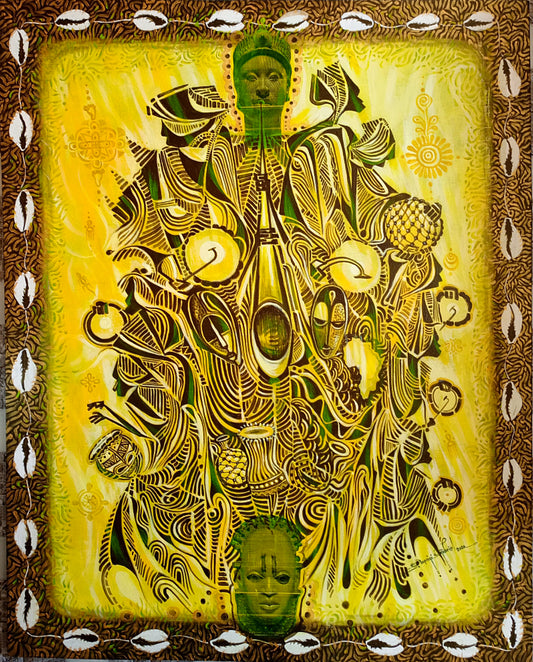 Rhythms of the Motherland — African Portrait Canvas Wall Art, Original Acrylic Painting by Omoniyi Gilbert