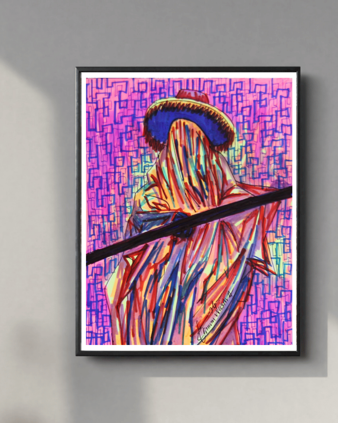 Masquerade din Eyo. African Decorative Art. A Collection of Eyo Festival Themed Miniature Paintings by Nigerian Artist Daminu Wasiu.