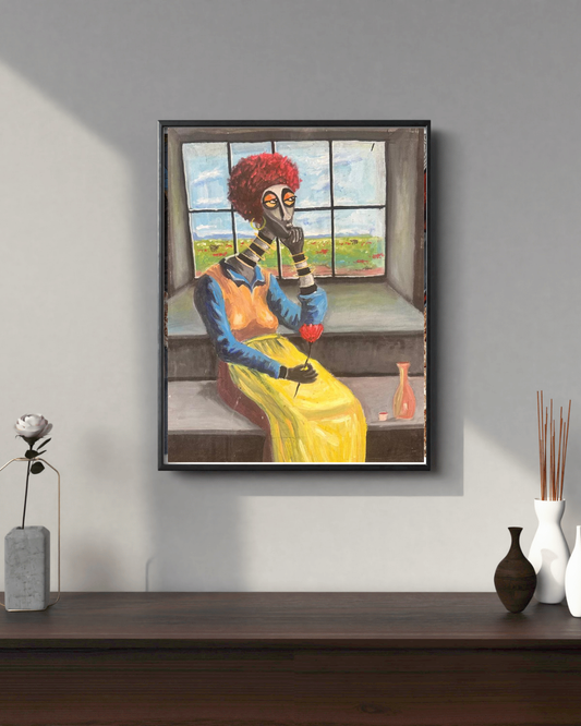 Our Lady of Deep Thoughts— African Portrait Canvas Wall Art, Original Acrylic Painting by Uchenna Okeke