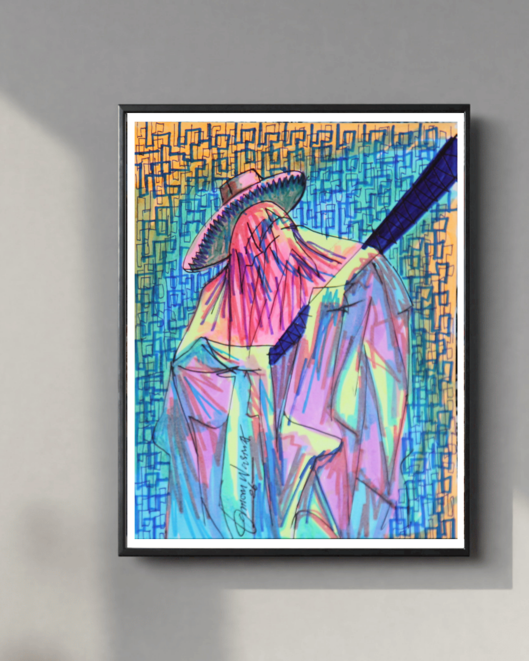 Masquerade din Eyo. African Decorative Art. A Collection of Eyo Festival Themed Miniature Paintings by Nigerian Artist Daminu Wasiu.