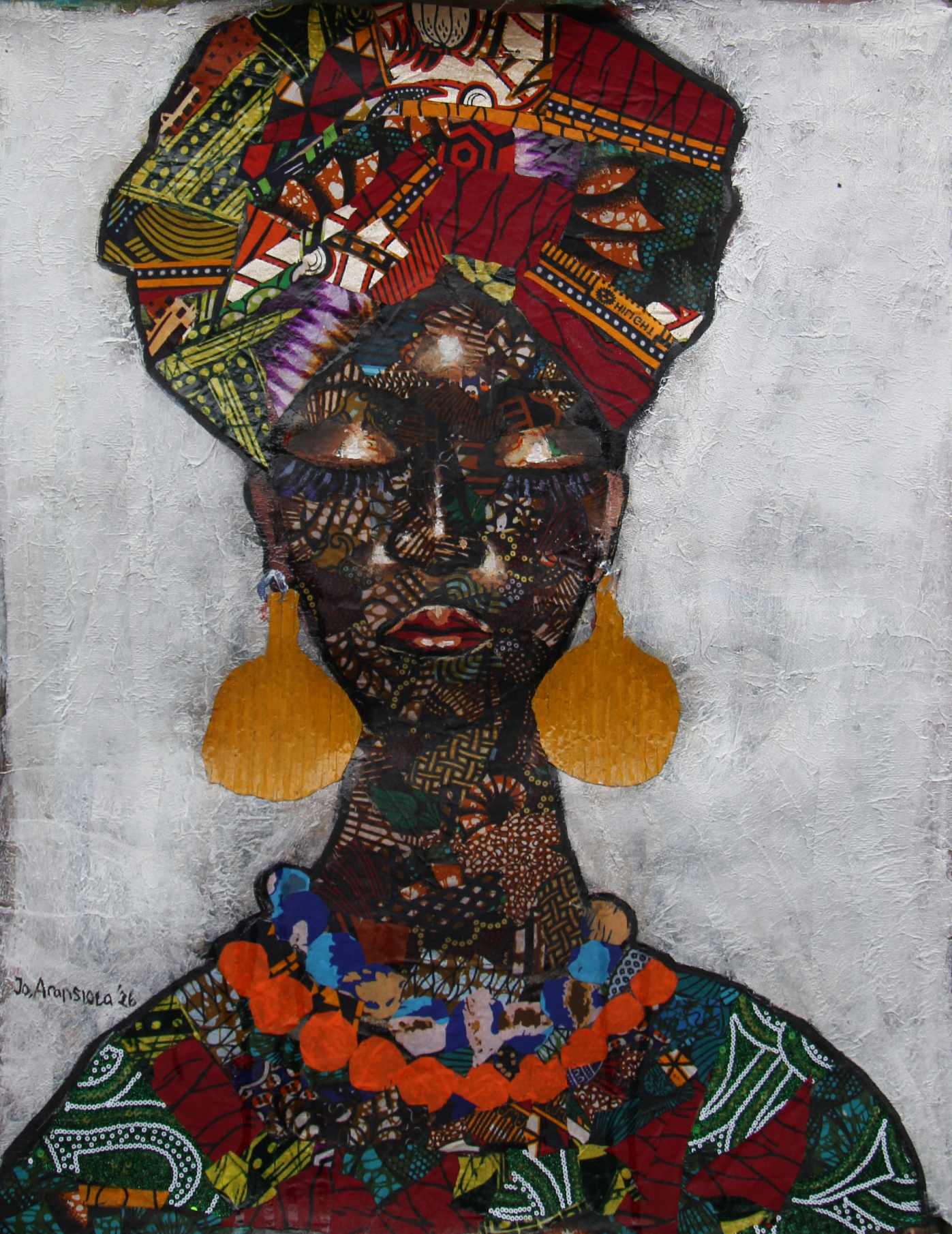 Accessorise Me — African Abstract Canvas Wall Art, Original Mixed Media Painting by Joseph Aransiola