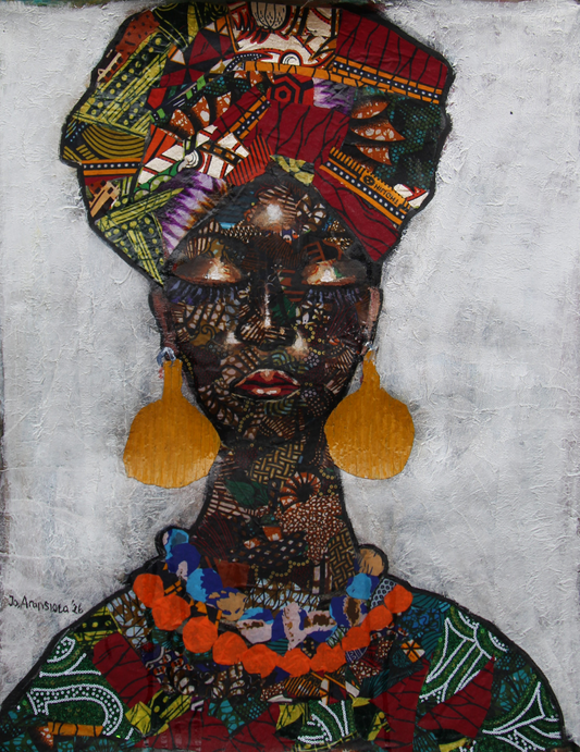 Accessorise Me — African Abstract Canvas Wall Art, Original Mixed Media Painting by Joseph Aransiola