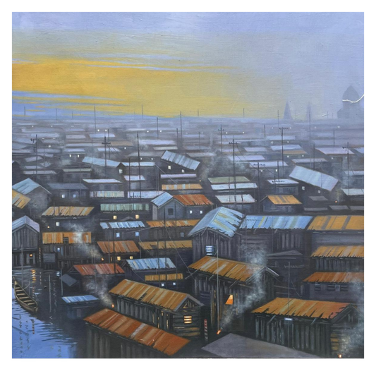 Tides of time (Pt 2)— African Diptych Canvas Wall Art, Original Oil Painting by Akinsemoyin Basit