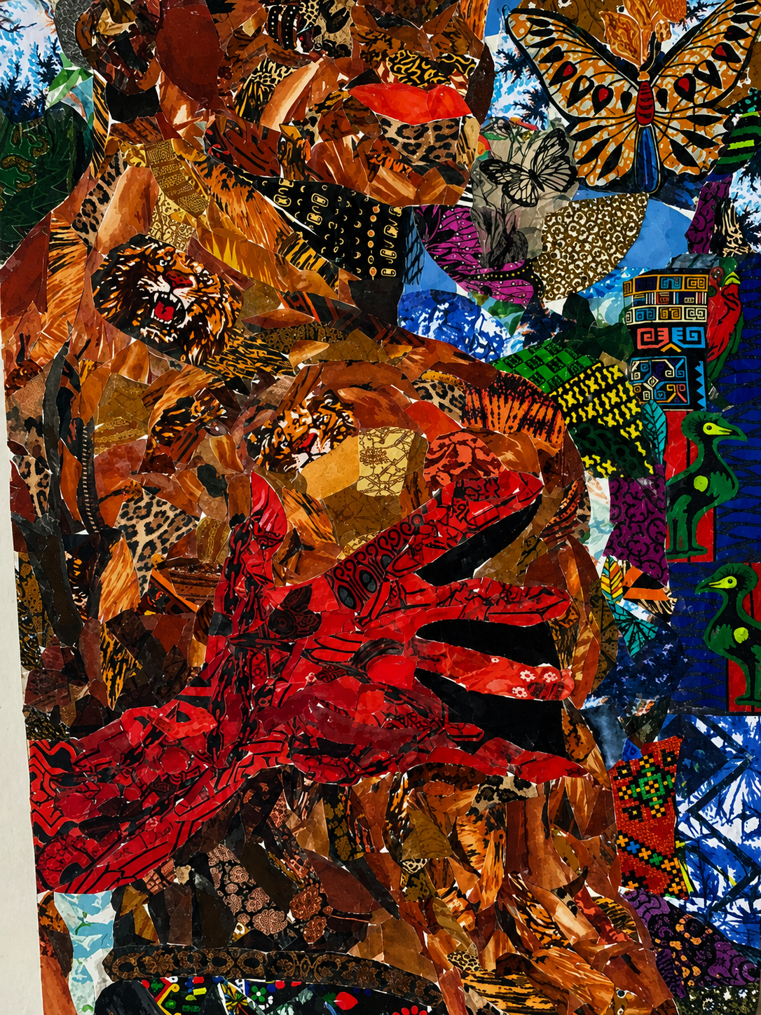 Souled Out— African Abstract Wall Art, Original Fabric on Canvas Artwork by Don Saladin Generis