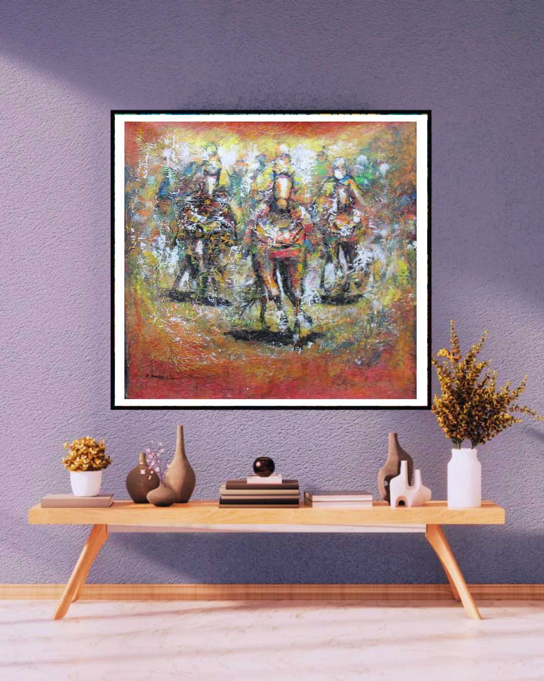 Polo Club — African Abstract Canvas Wall Art, Original Acrylic Painting by Joseph Aransiola