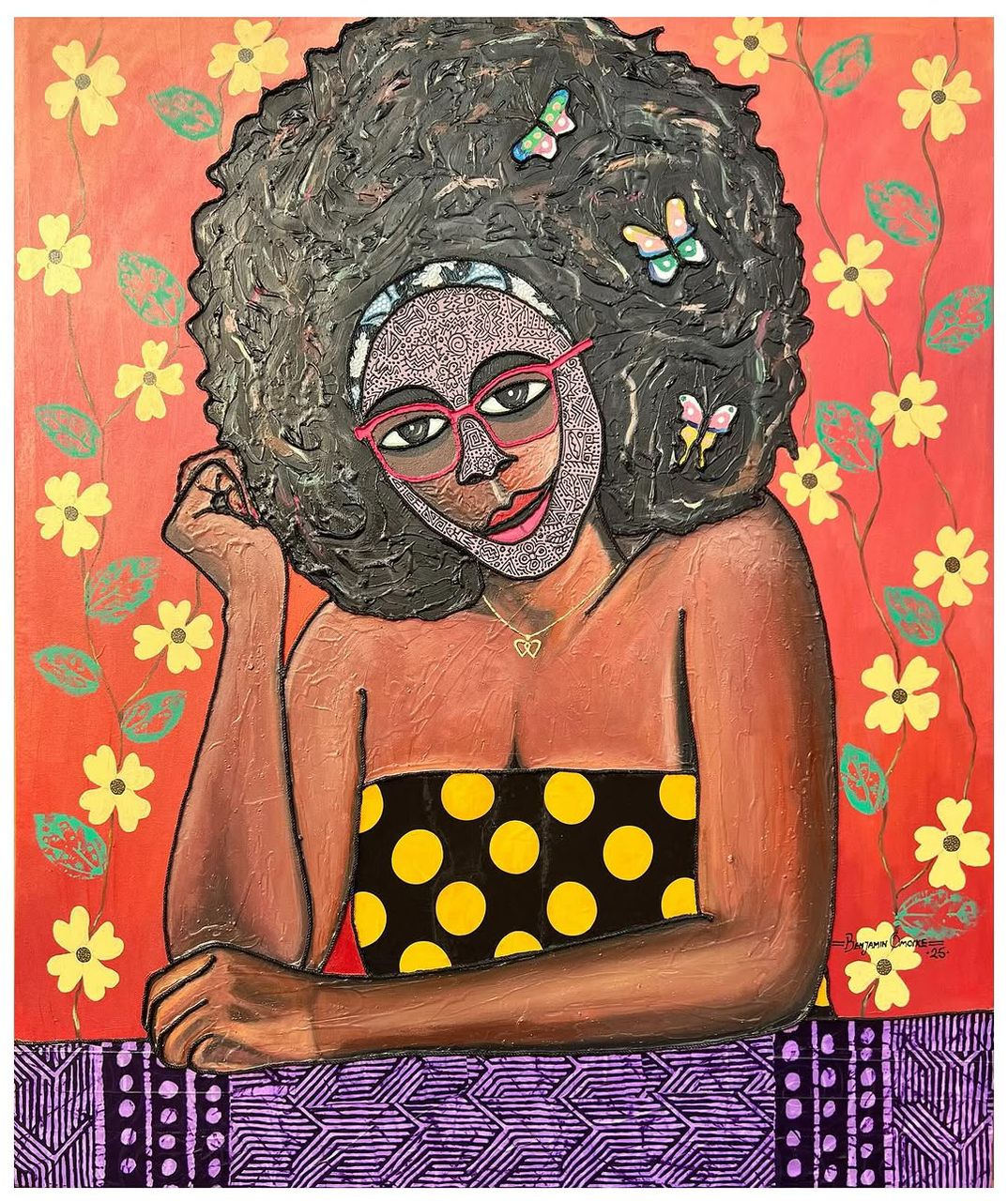 Out On A Date by Benjamin Omoike. African Living Room Art. Original Mixed Media art by Benjamin Omoike.