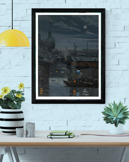 Evanescent Horizon 5— African Portrait Canvas Wall Art, Original Mixed Media Painting by Akinsemoyin Basit