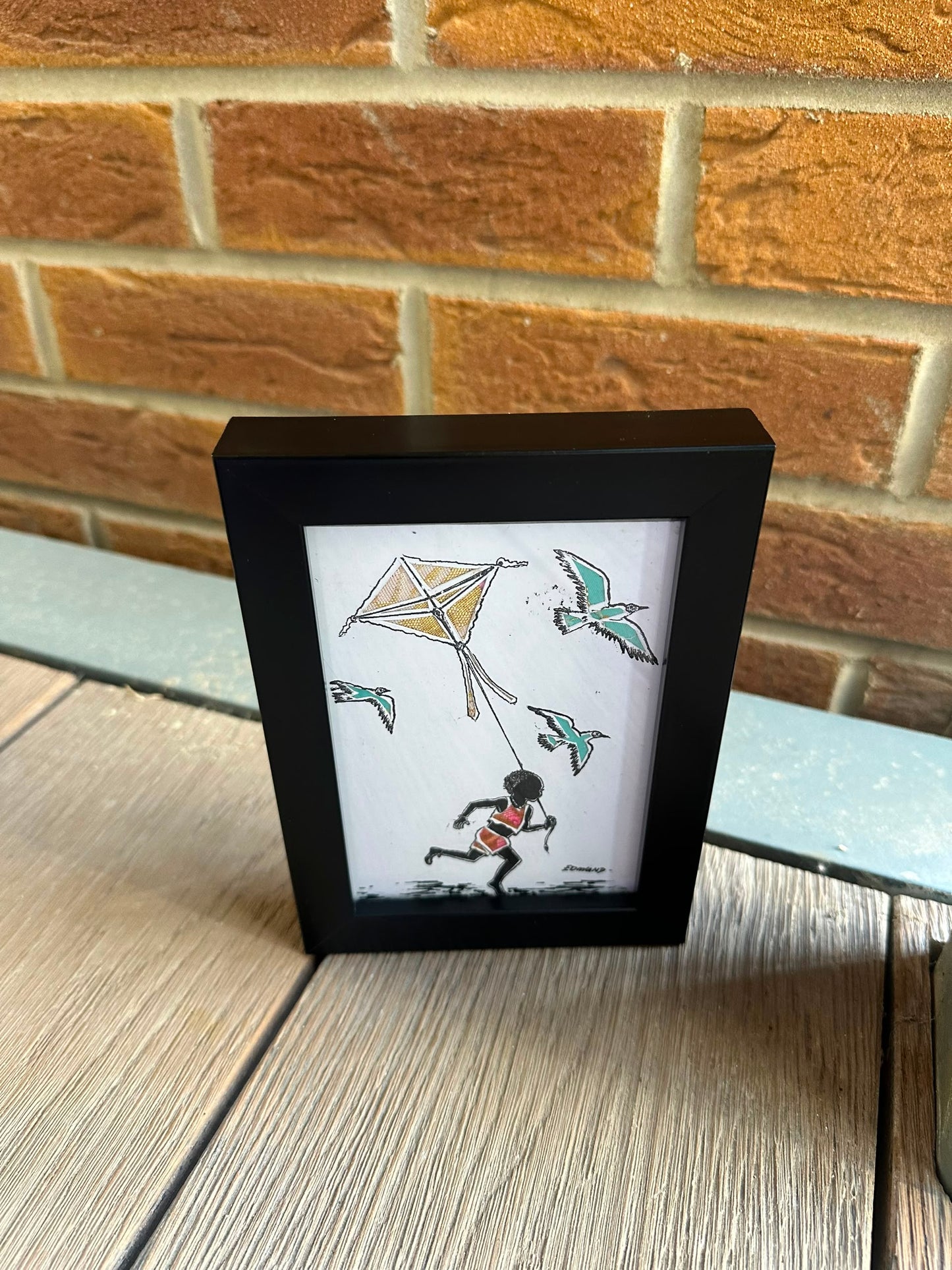 Kite Flying - Original African Miniature Painting.