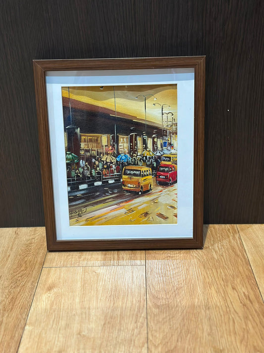 Under bridge - Original African Miniature Painting.