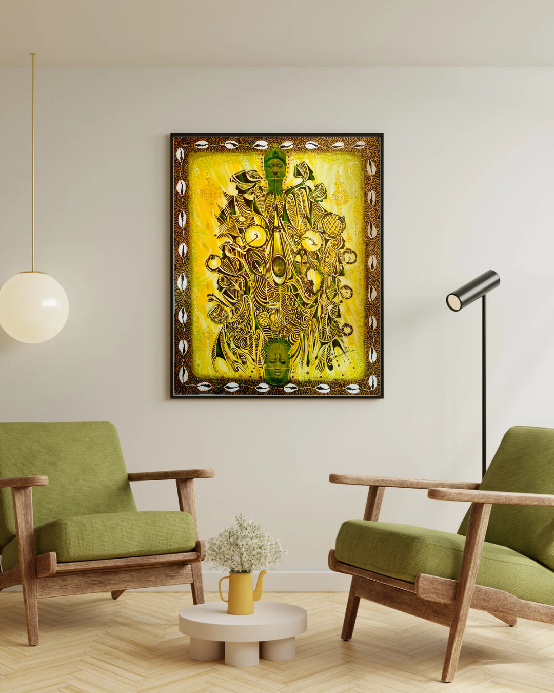 Rhythms of the Motherland — African Portrait Canvas Wall Art, Original Acrylic Painting by Omoniyi Gilbert