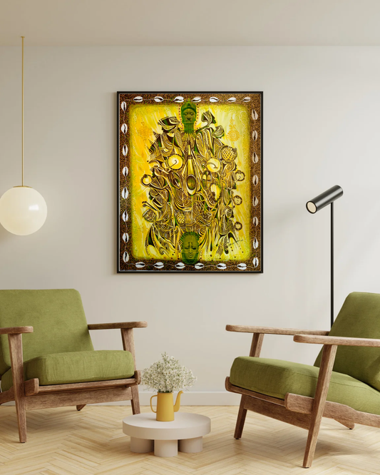 Rhythms of the Motherland — African Portrait Canvas Wall Art, Original Acrylic Painting by Omoniyi Gilbert