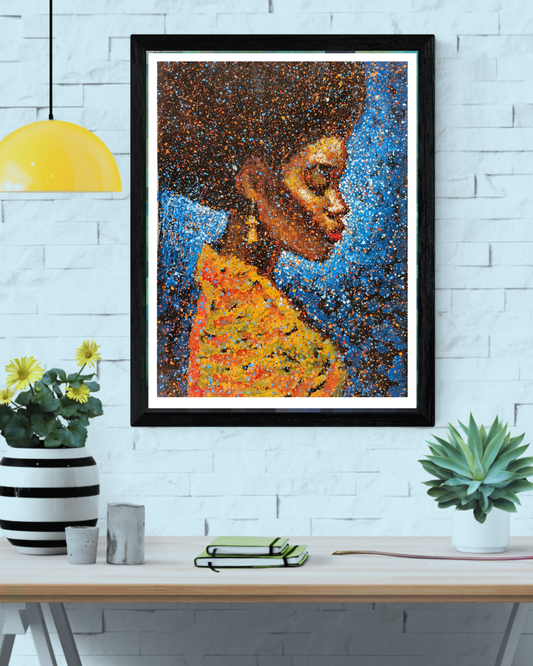 As I Reminisce — African Portrait Canvas Wall Art, Original Oil Painting by Matosan Okoh